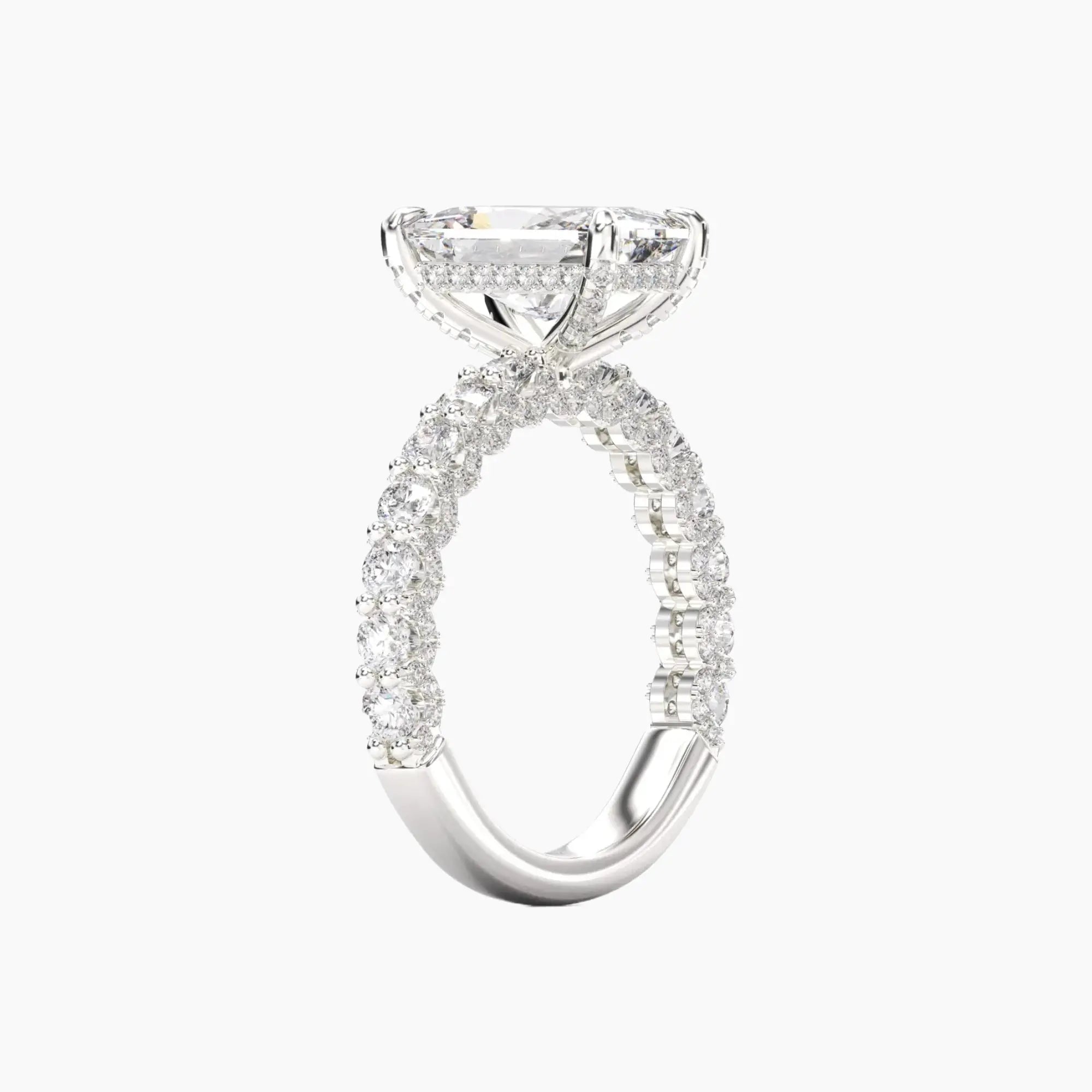 Lustre Radiant Hidden Halo 2 Carat Lab Grown Diamond Engagement Ring in 18K White Gold