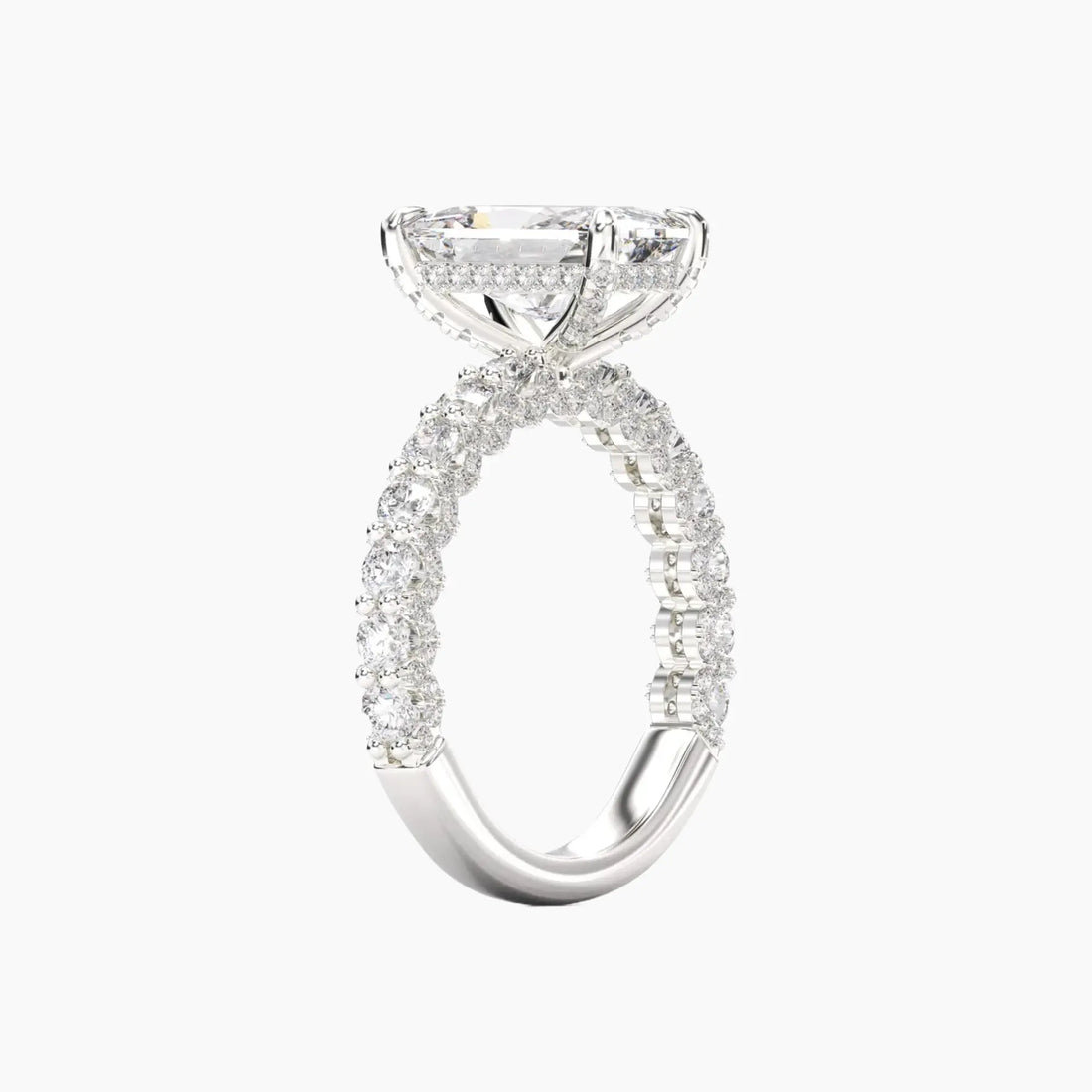 Lustre Radiant Hidden Halo Diamond Ring Setting in 18K Rose Gold