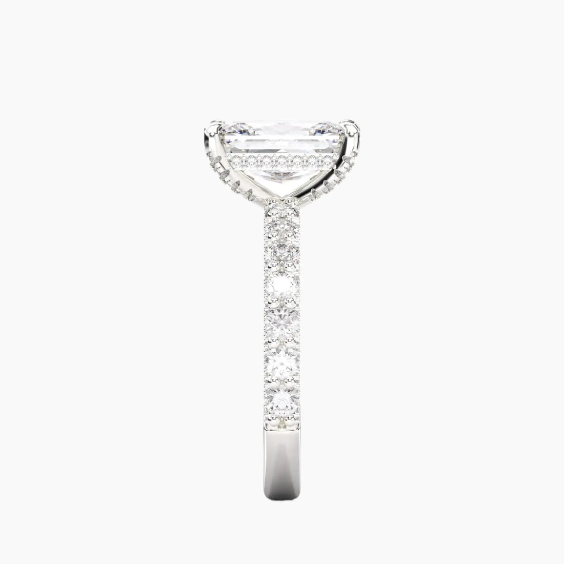 Lustre Radiant Hidden Halo 2 Carat Lab Grown Diamond Engagement Ring in 14K White Gold
