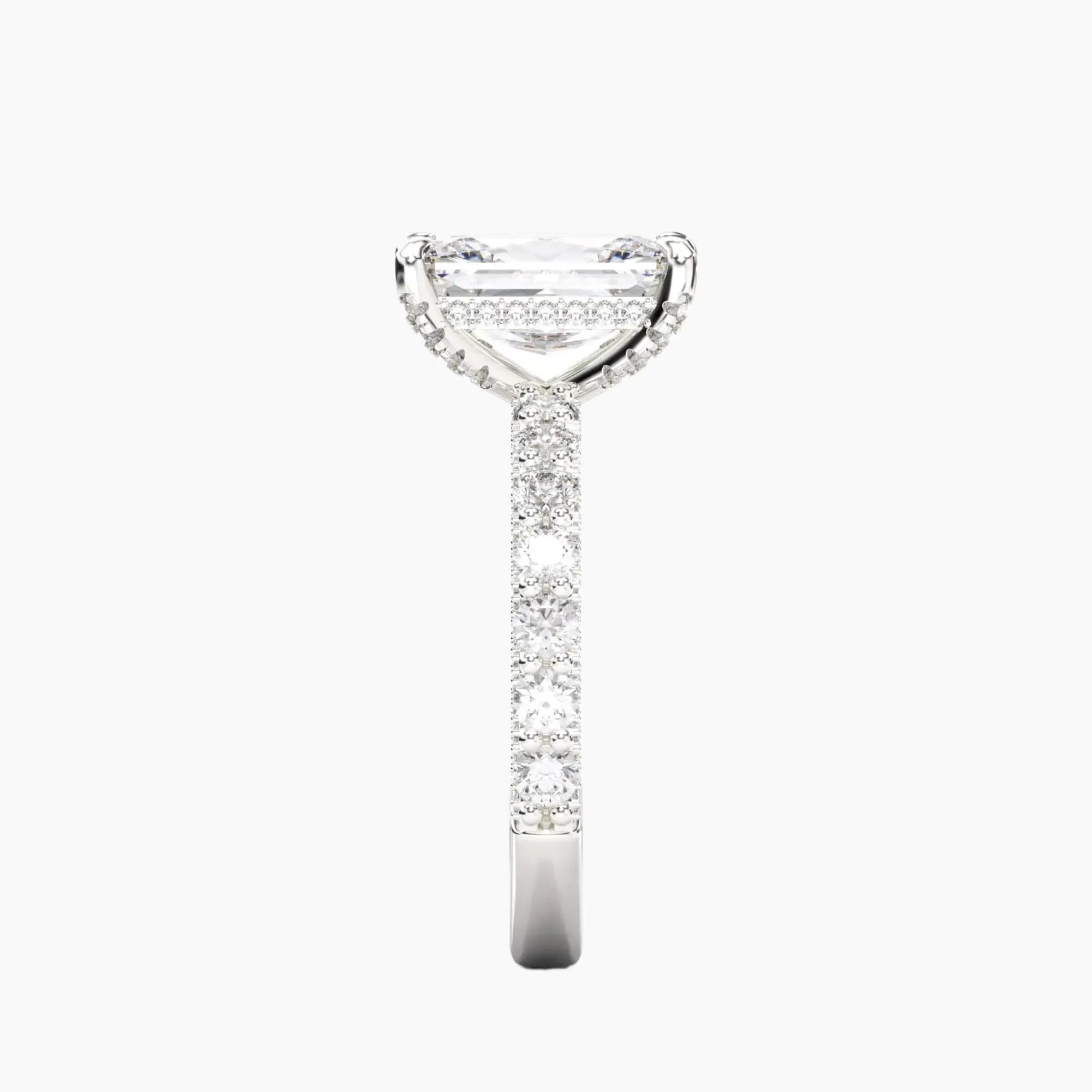 Lustre Radiant Hidden Halo 3 Carat Lab Grown Diamond Engagement Ring in 14K White Gold