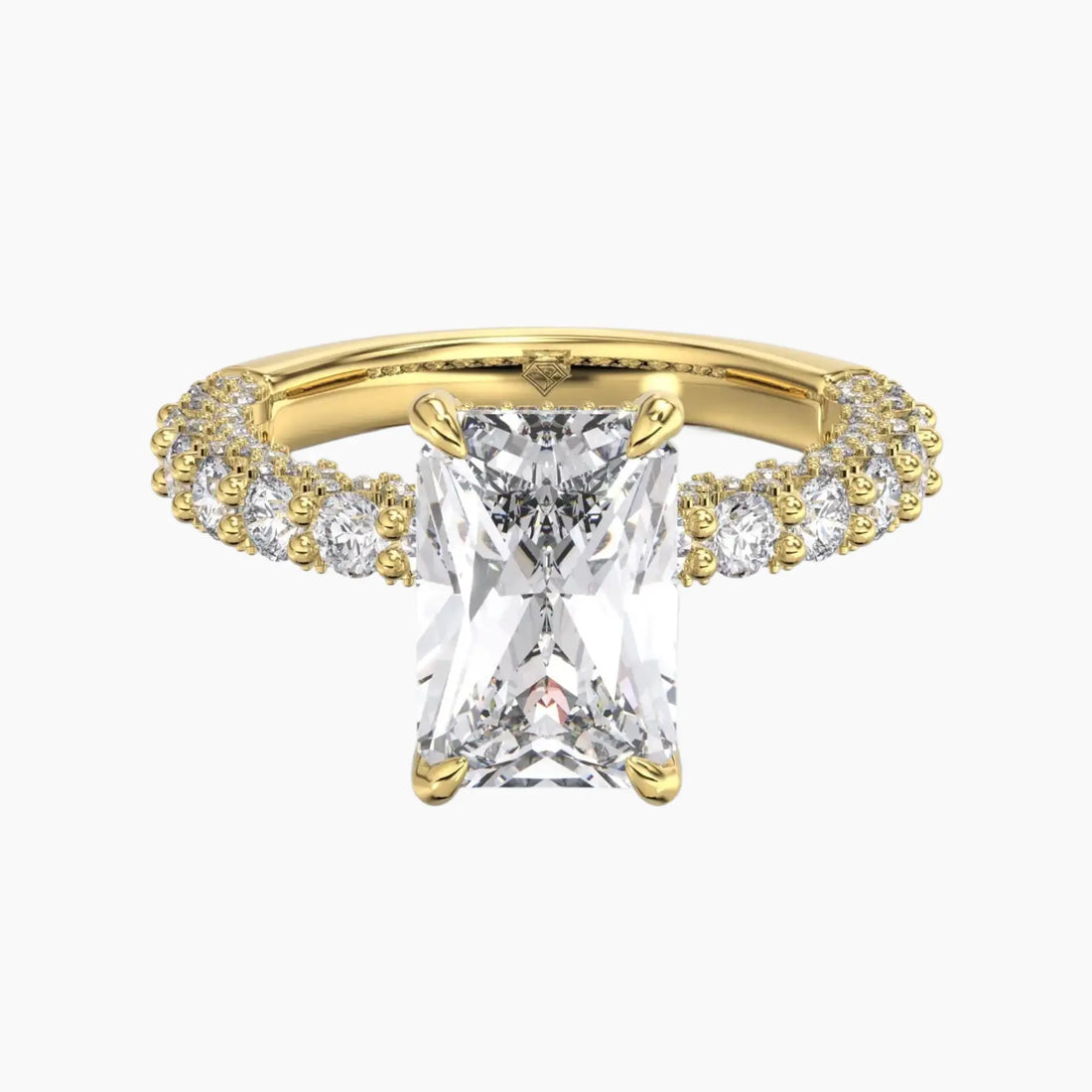 Lustre Radiant Hidden Halo 2 Carat Lab Grown Diamond Engagement Ring in 18K White Gold
