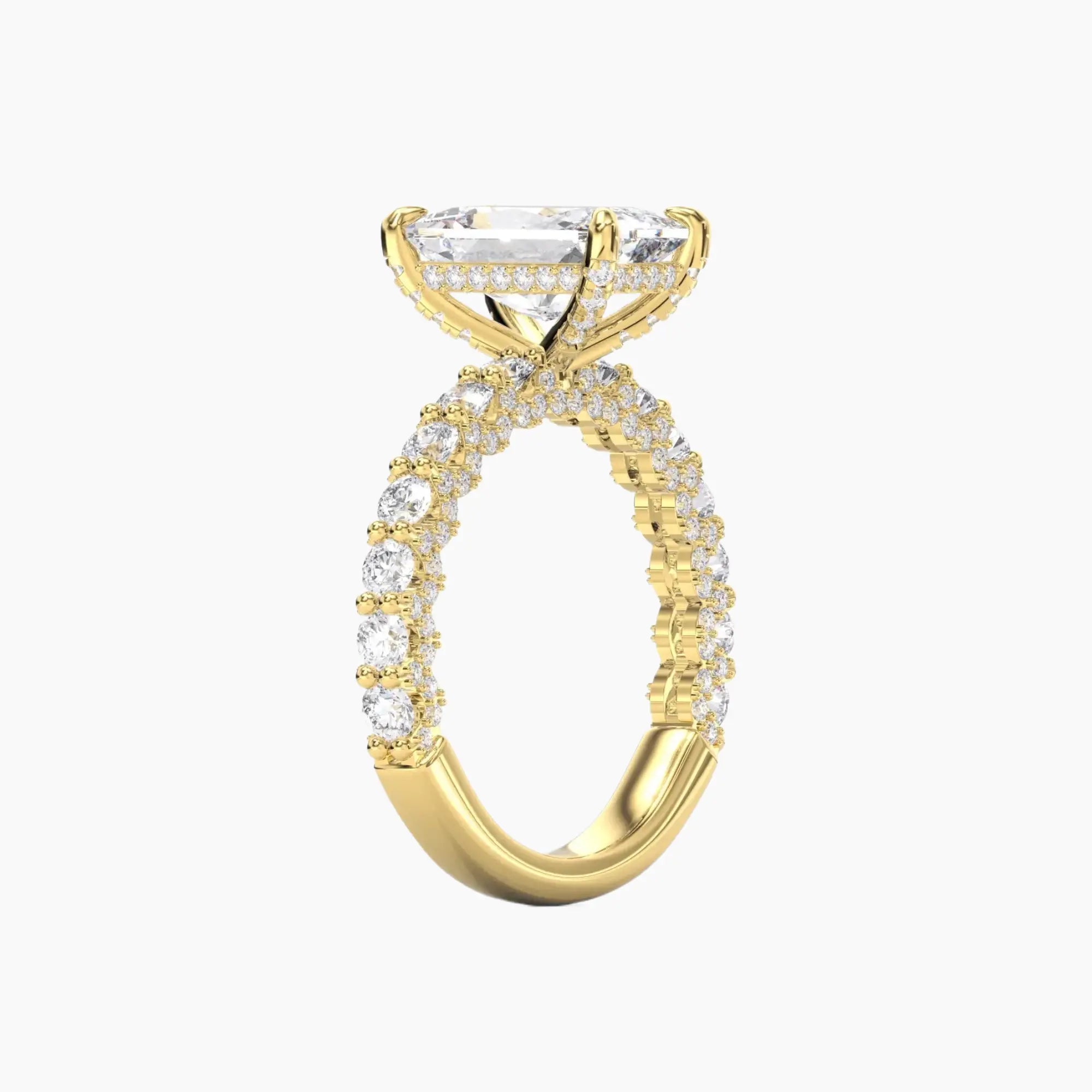 Lustre Radiant Hidden Halo 3 Carat Lab Grown Diamond Engagement Ring in 14K White Gold