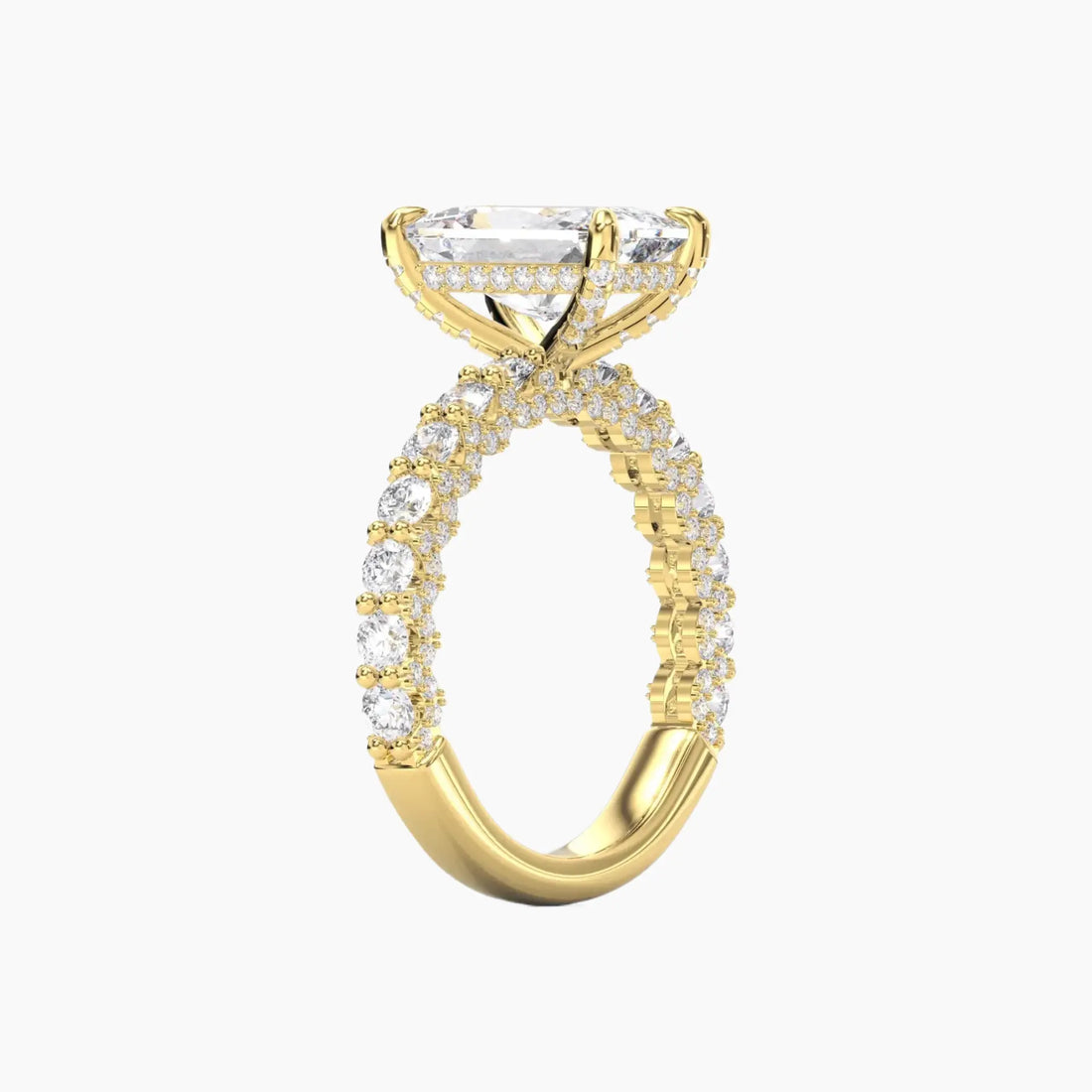 Lustre Radiant Hidden Halo 2 Carat Lab Grown Diamond Engagement Ring in 18K White Gold