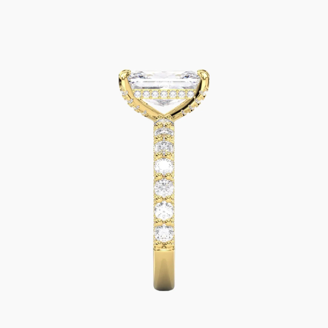 Lustre Radiant Hidden Halo Diamond Ring Setting in 18K White Gold