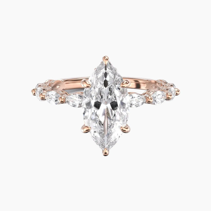 Twinkle Marquise Hidden Halo 3 Carat Lab Grown Diamond Engagement Ring in 18K Rose Gold