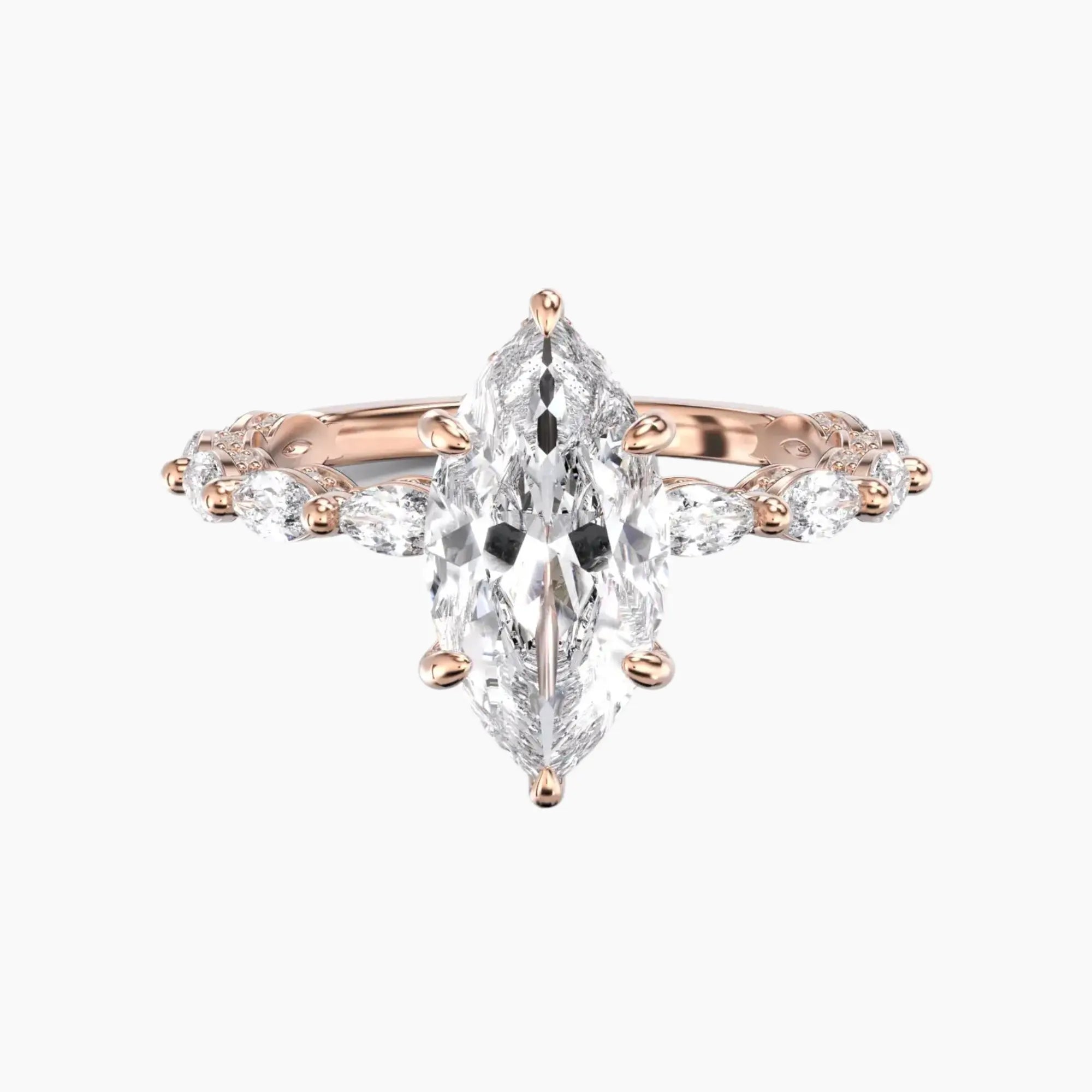 Twinkle Marquise Hidden Halo Diamond Ring Setting in 14K White Gold