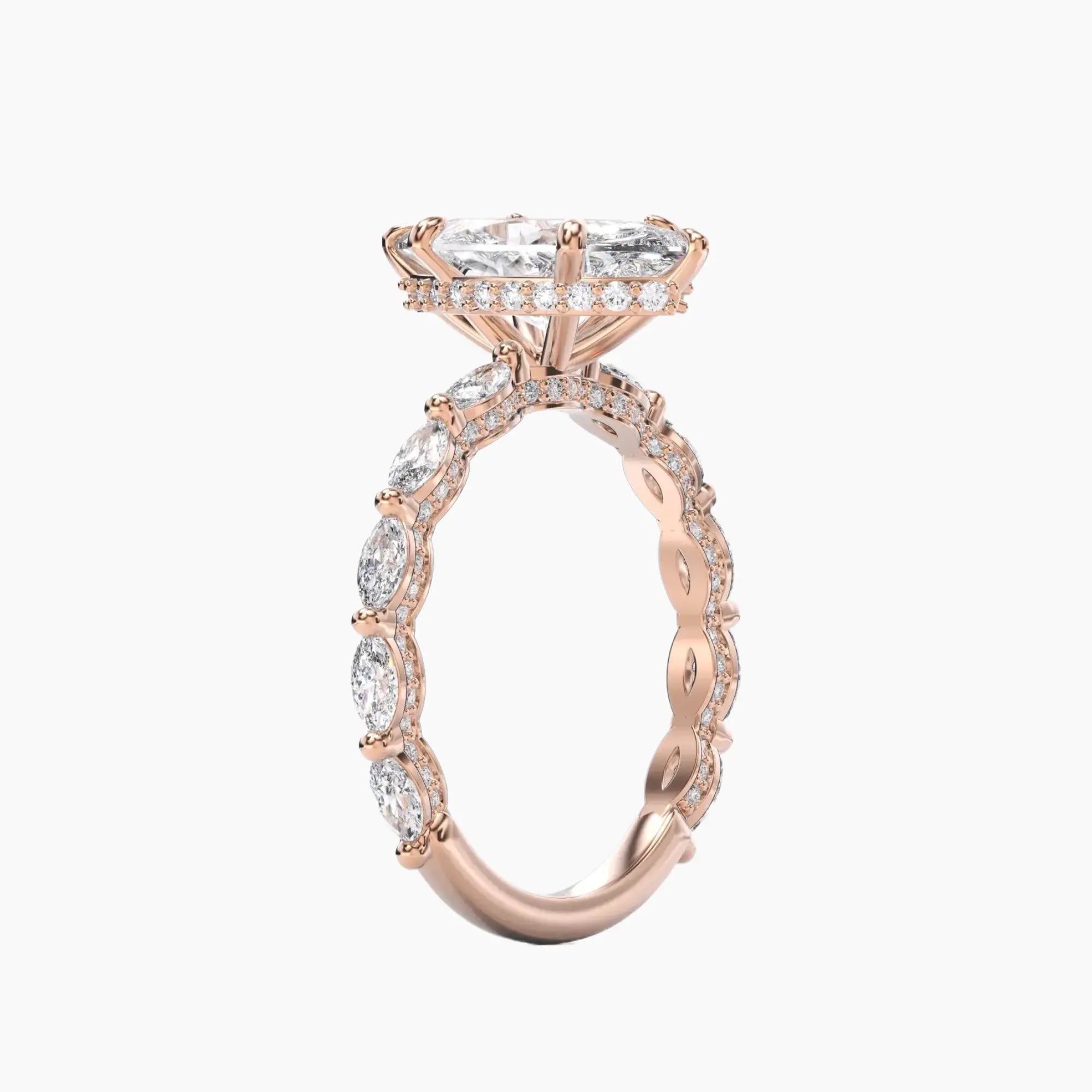 Twinkle Marquise Hidden Halo 1.5 Carat Lab Grown Diamond Engagement Ring in 18K Yellow Gold