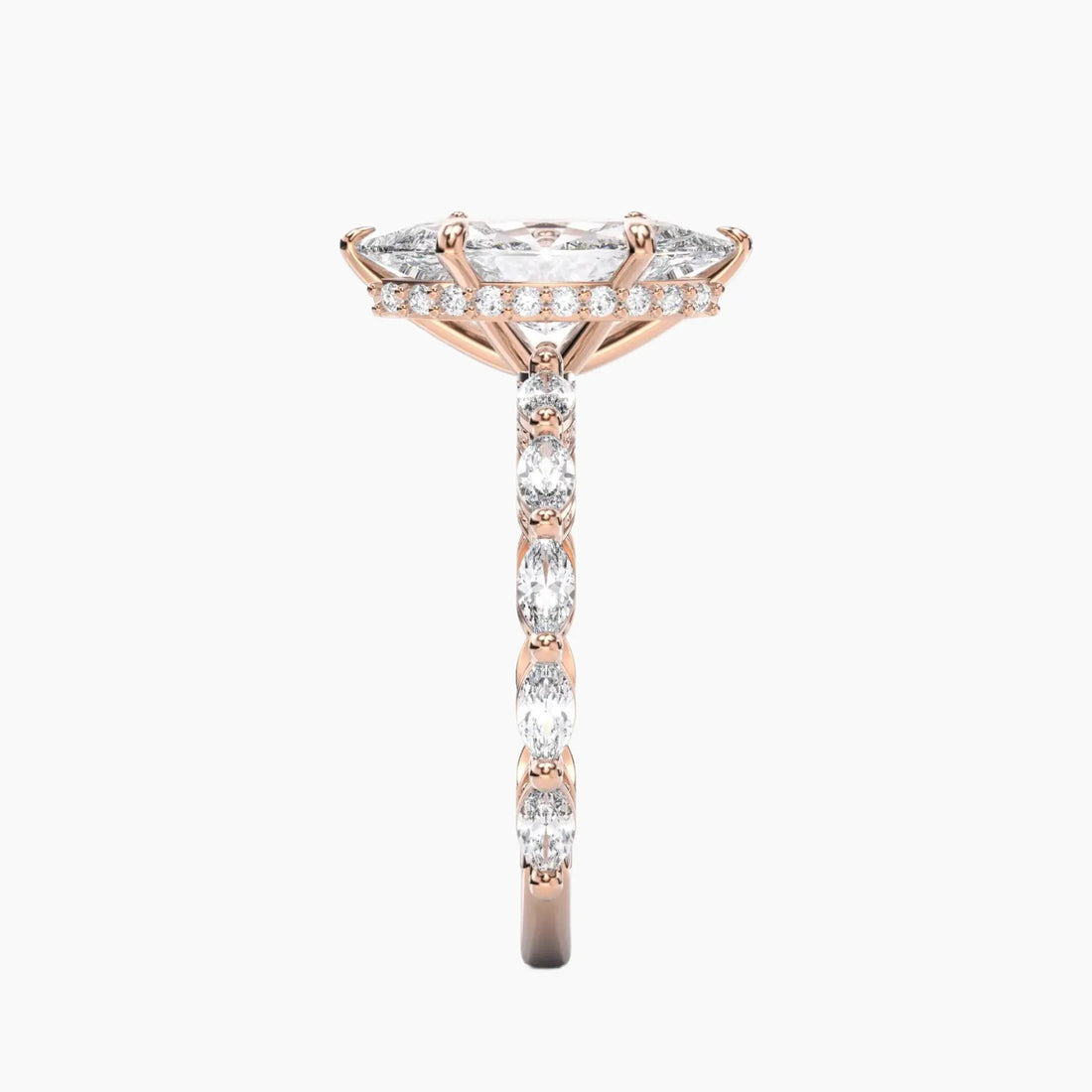 Twinkle Marquise Hidden Halo Diamond Ring Setting in 18K Rose Gold