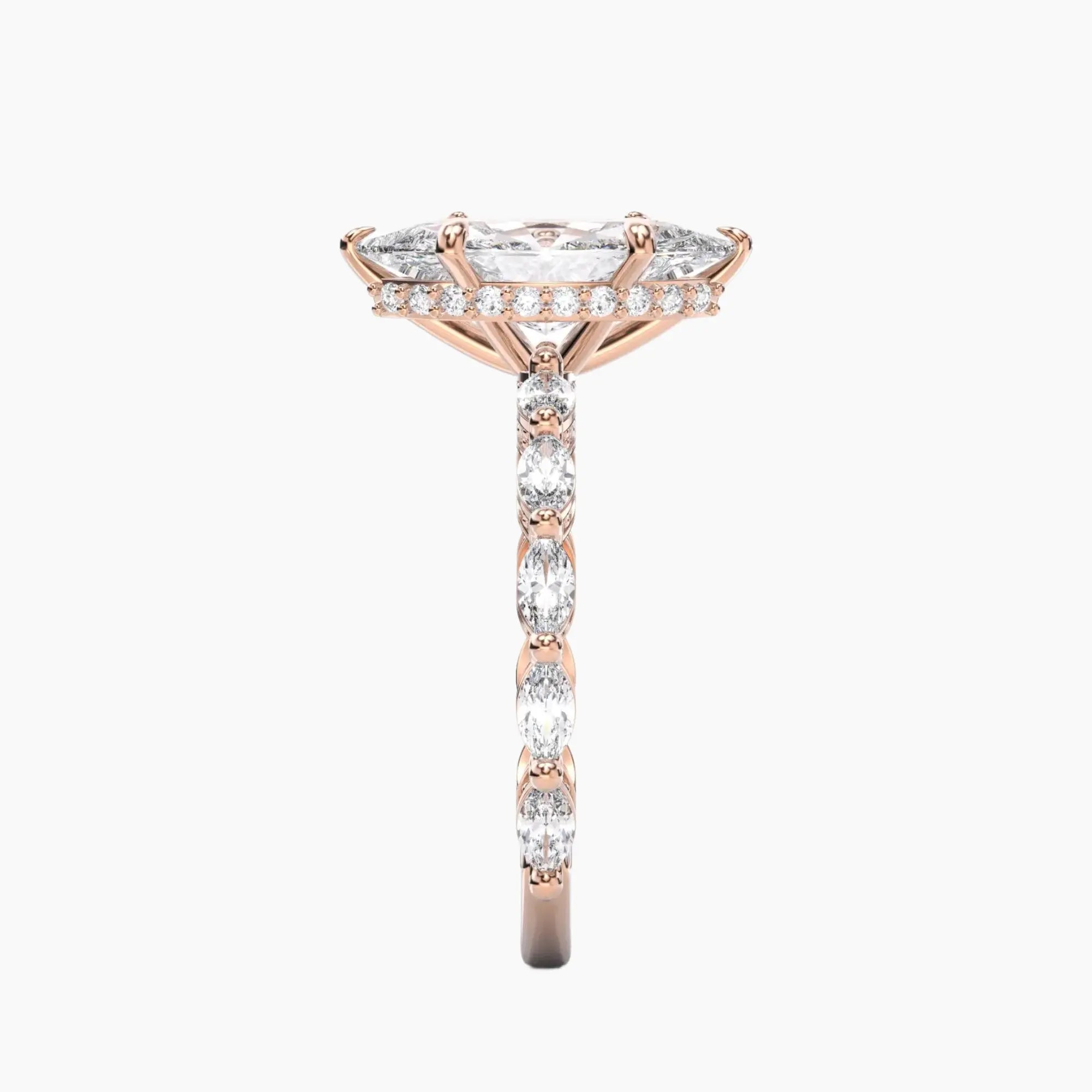 Twinkle Marquise Hidden Halo Diamond Ring Setting in 14K Rose Gold