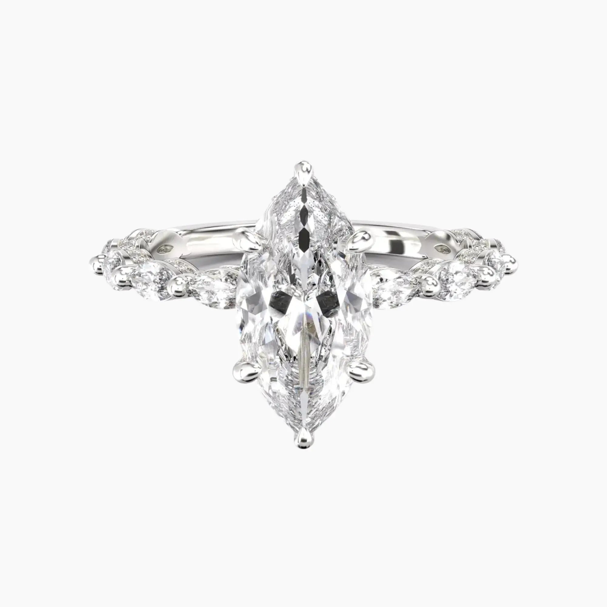 Twinkle Marquise Hidden Halo 2.5 Carat Lab Grown Diamond Engagement Ring in 14K White Gold