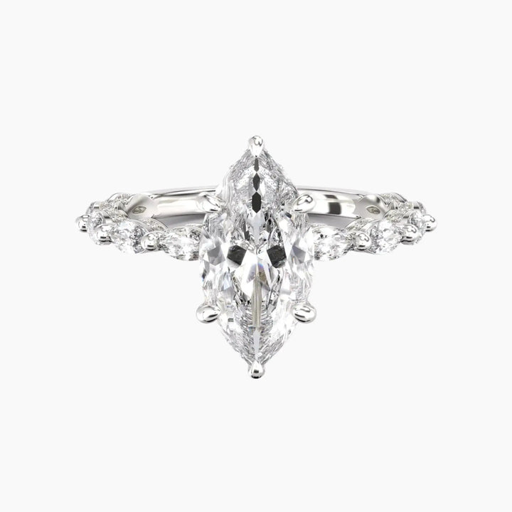 Twinkle Marquise Hidden Halo 1.5 Carat Lab Grown Diamond Engagement Ring in 18K White Gold