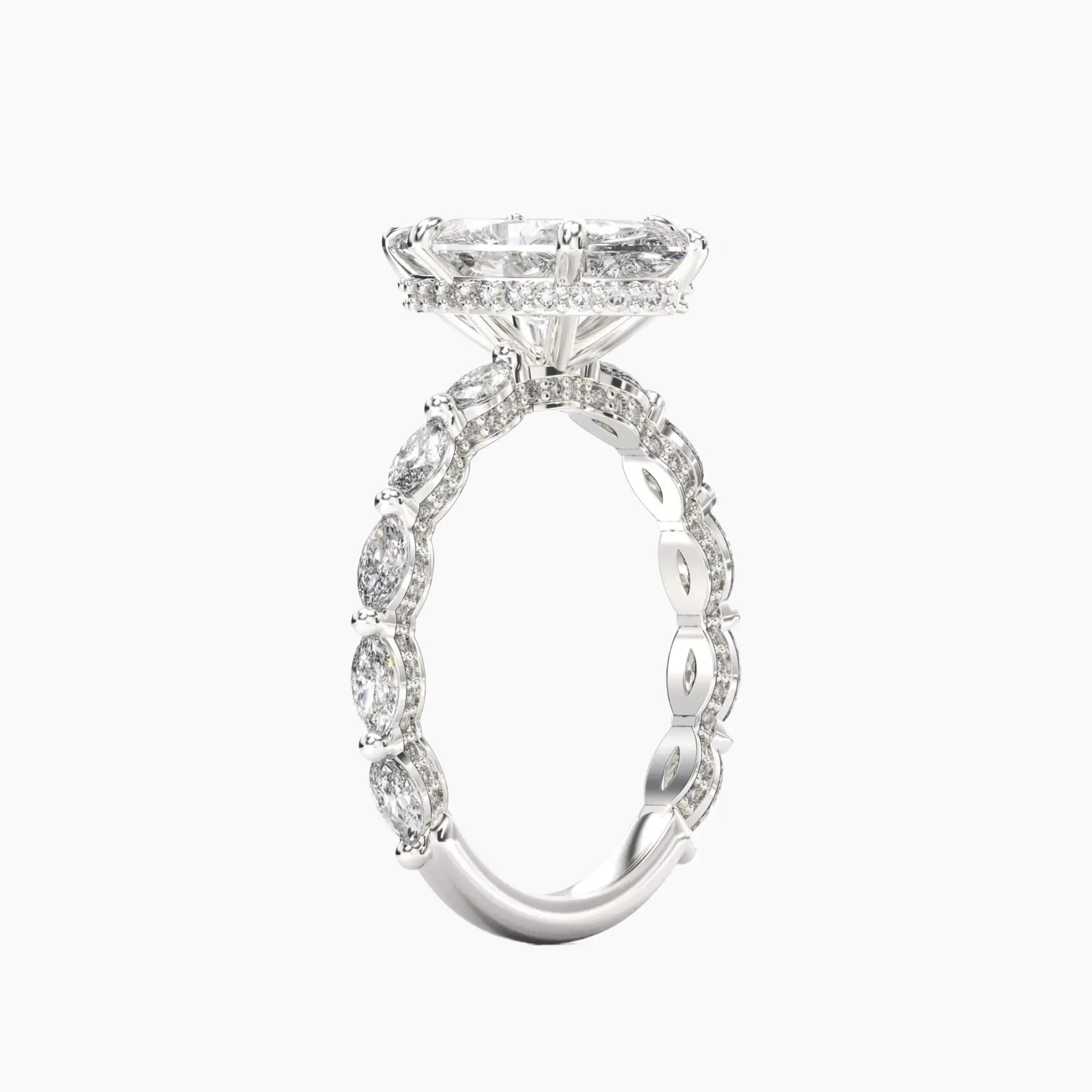 Twinkle Marquise Hidden Halo Diamond Ring Setting in 18K Rose Gold
