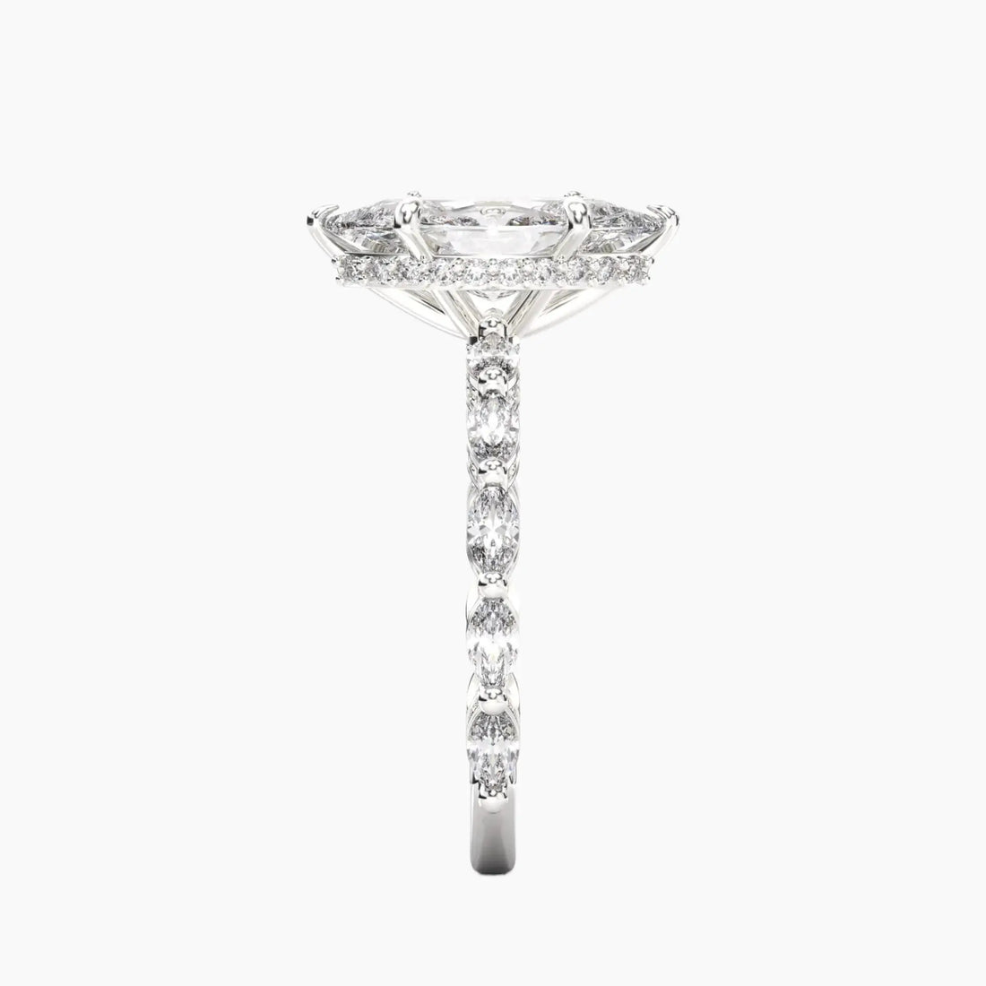 Twinkle Marquise Hidden Halo Diamond Ring Setting in 18K Yellow Gold