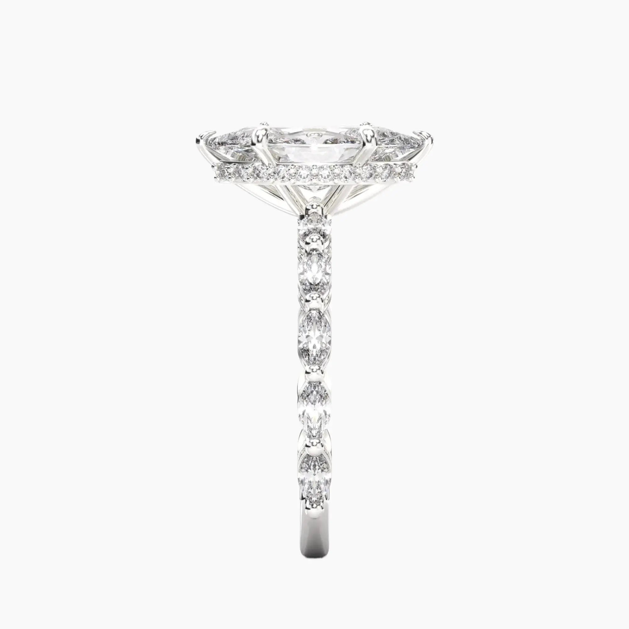 Twinkle Marquise Hidden Halo 2.5 Carat Lab Grown Diamond Engagement Ring in 18K White Gold