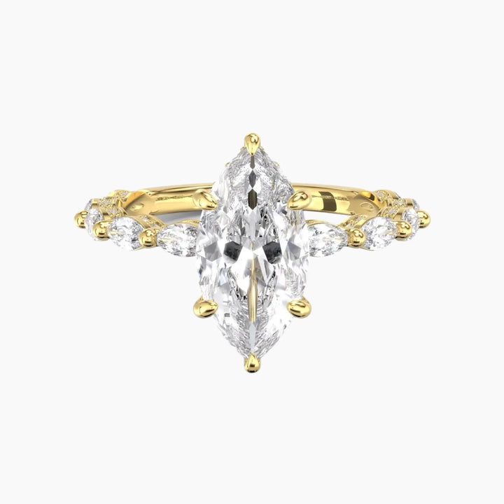 Twinkle Marquise Hidden Halo 1.5 Carat Lab Grown Diamond Engagement Ring in 18K Yellow Gold