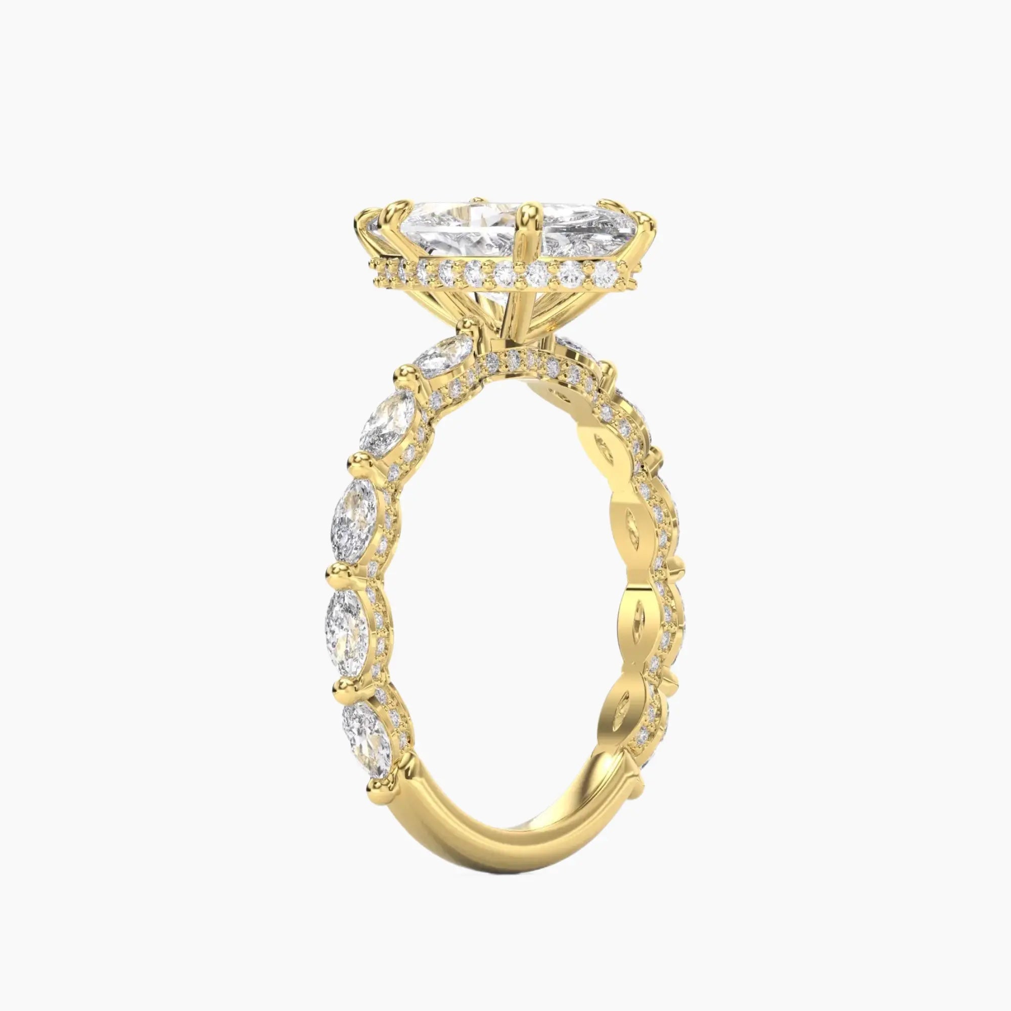 Twinkle Marquise Hidden Halo 3 Carat Lab Grown Diamond Engagement Ring in 14K White Gold