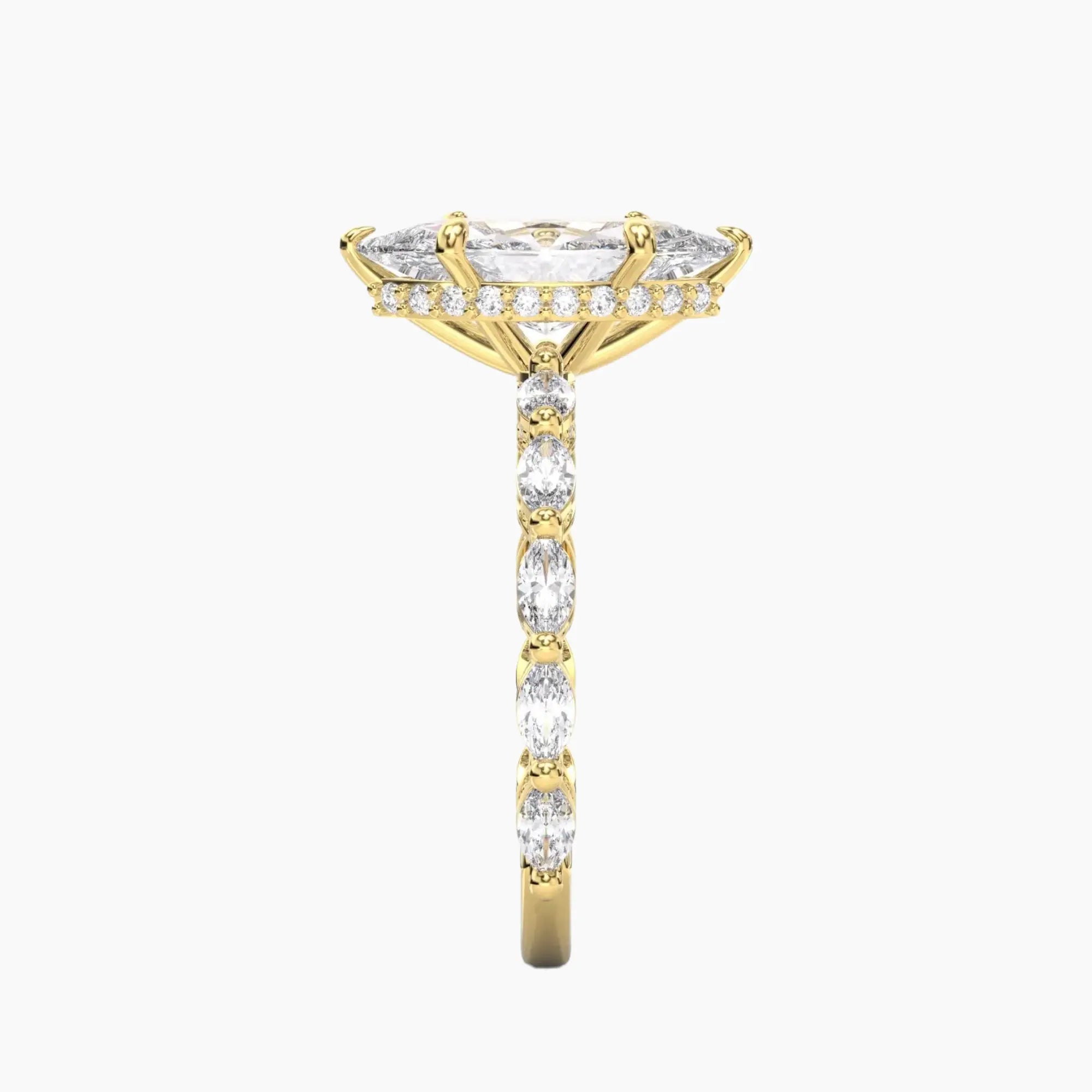 Twinkle Marquise Hidden Halo Diamond Ring Setting in 18K Yellow Gold