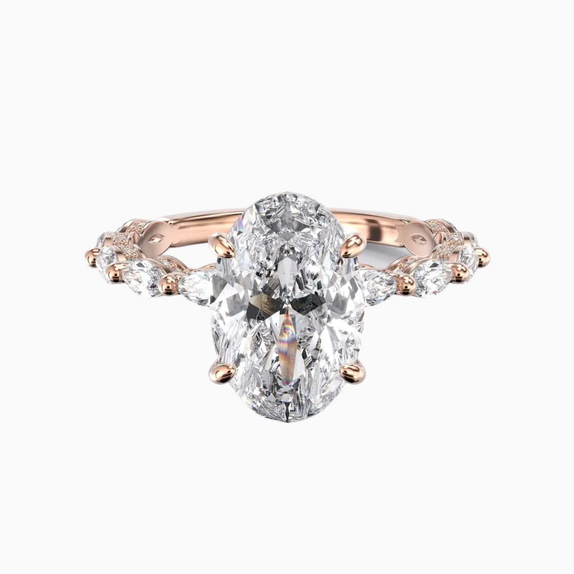 Twinkle Oval Hidden Halo 1 Carat Lab Grown Diamond Engagement Ring in 14K Yellow Gold