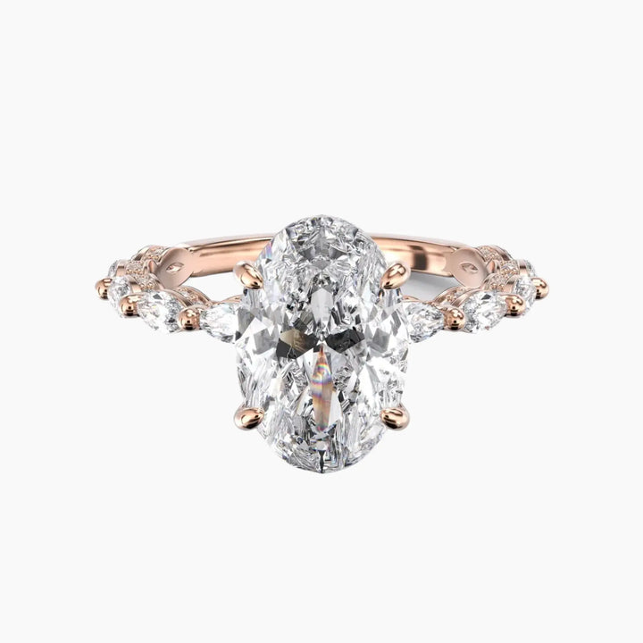 Twinkle Oval Hidden Halo 2 Carat Lab Grown Diamond Engagement Ring in 14K Rose Gold