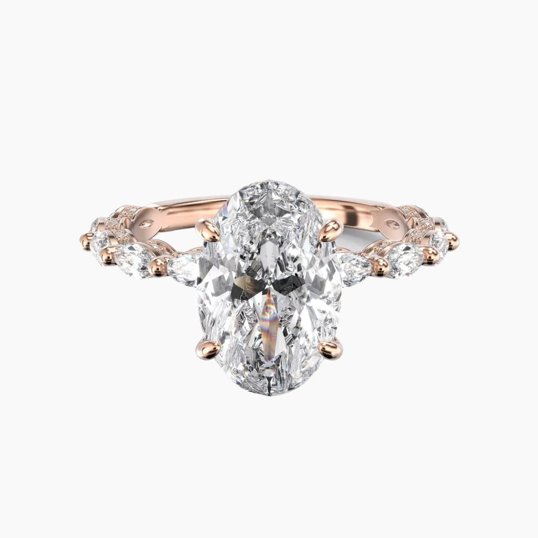 Twinkle Oval Hidden Halo 1.5 Carat Lab Grown Diamond Engagement Ring in 14K Rose Gold
