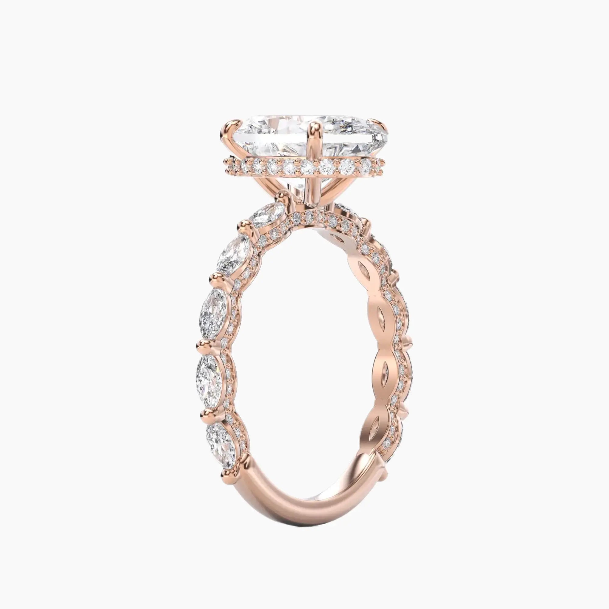 Twinkle Oval Hidden Halo 2 Carat Lab Grown Diamond Engagement Ring in 14K Rose Gold