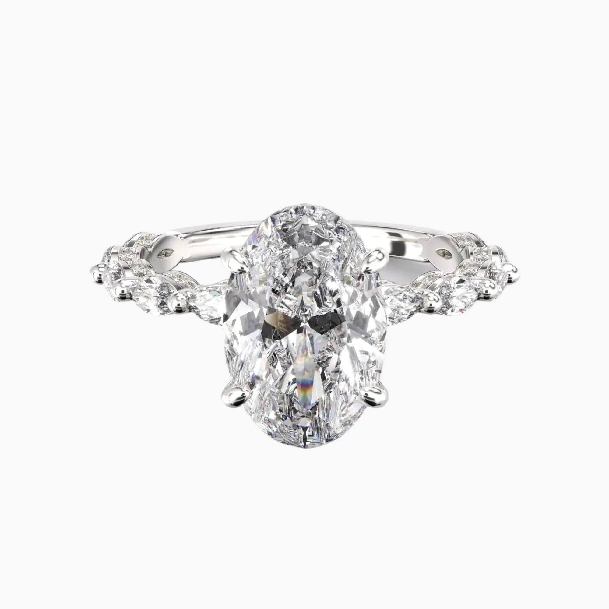 Twinkle Oval Hidden Halo 3 Carat Lab Grown Diamond Engagement Ring in 18K White Gold
