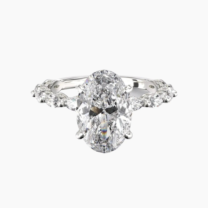 Twinkle Oval Hidden Halo 3 Carat Lab Grown Diamond Engagement Ring in 18K White Gold