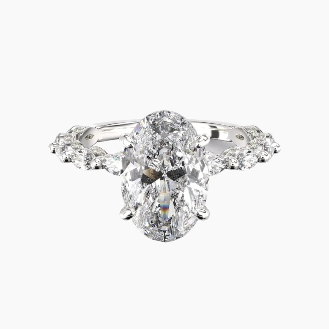 Twinkle Oval Hidden Halo 3 Carat Lab Grown Diamond Engagement Ring in 14K Rose Gold