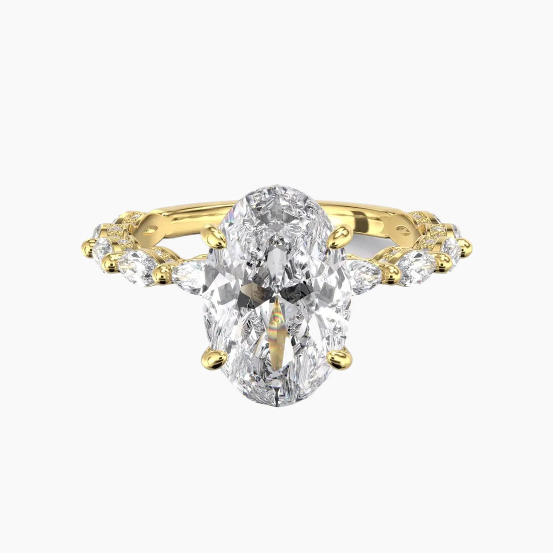 Twinkle Oval Hidden Halo 3 Carat Lab Grown Diamond Engagement Ring in 18K White Gold