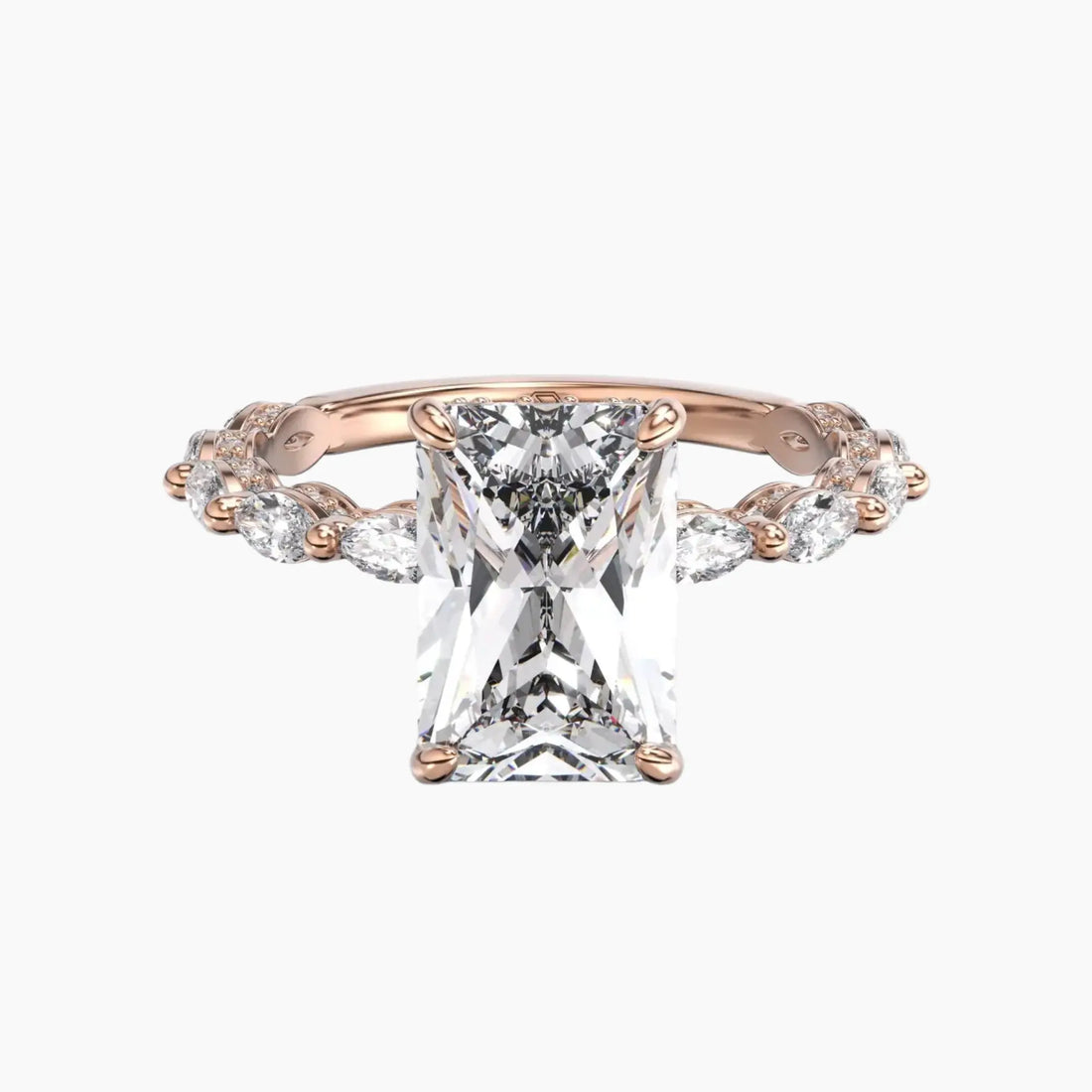 Twinkle Radiant Hidden Halo Diamond Ring Setting in 14K White Gold