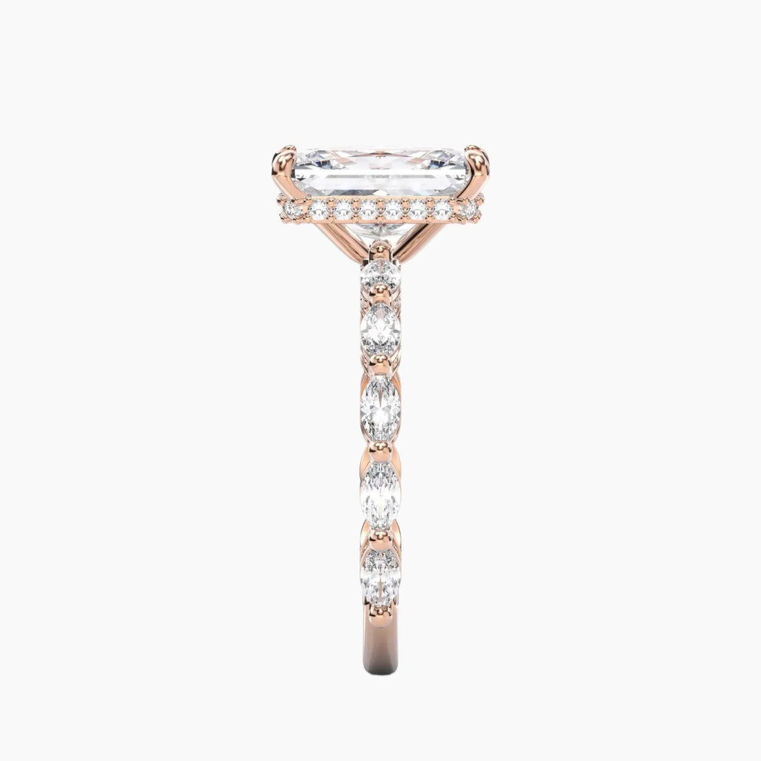 Twinkle Radiant Hidden Halo 3 Carat Lab Grown Diamond Engagement Ring in 14K Rose Gold