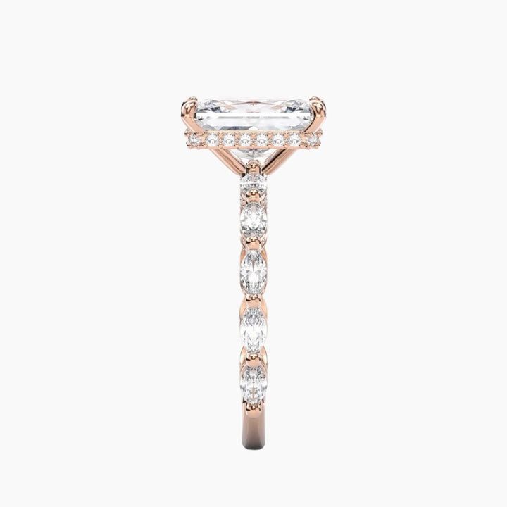 Twinkle Radiant Hidden Halo 1 Carat Lab Grown Diamond Engagement Ring in 18K White Gold