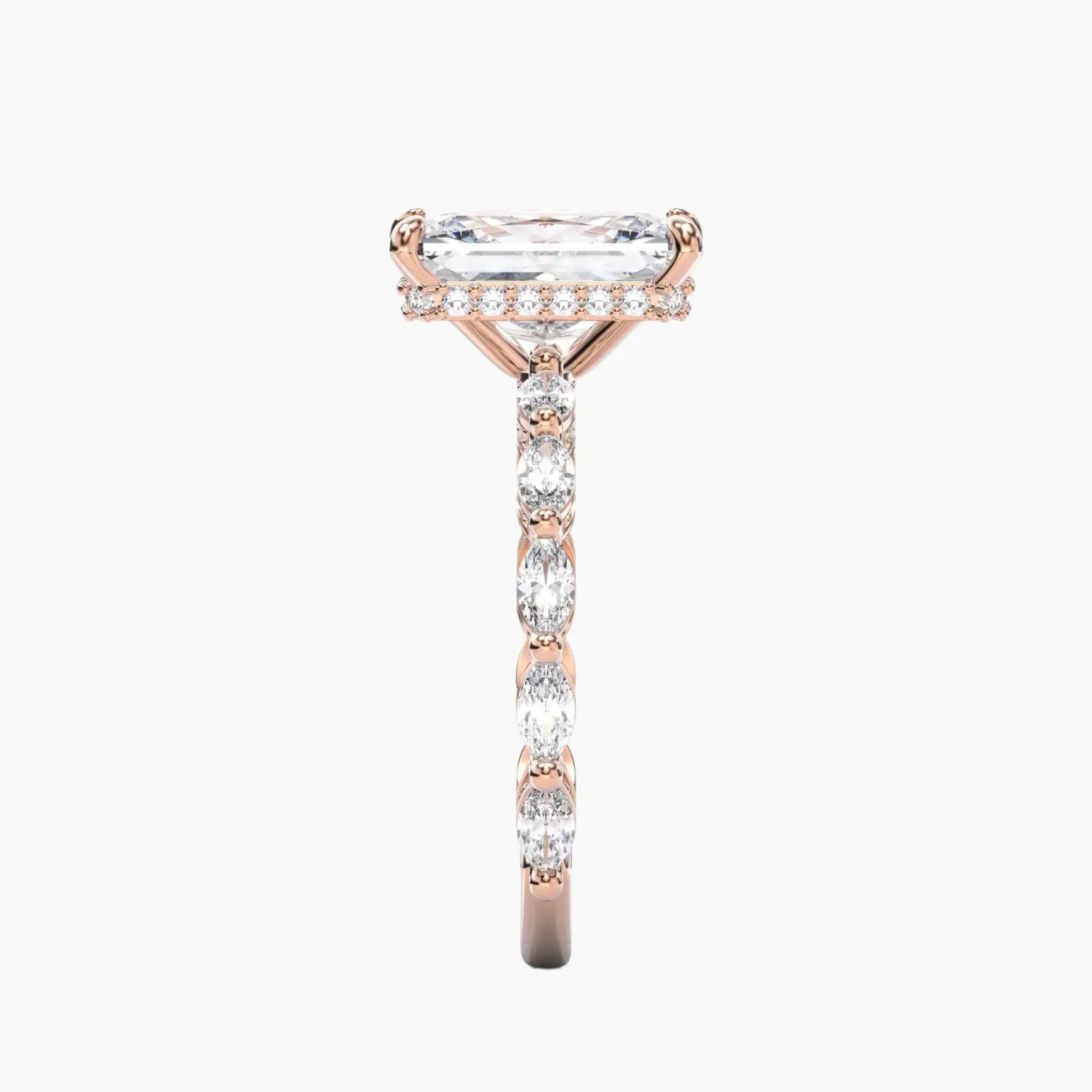 Twinkle Radiant Hidden Halo 3 Carat Lab Grown Diamond Engagement Ring in 14K White Gold