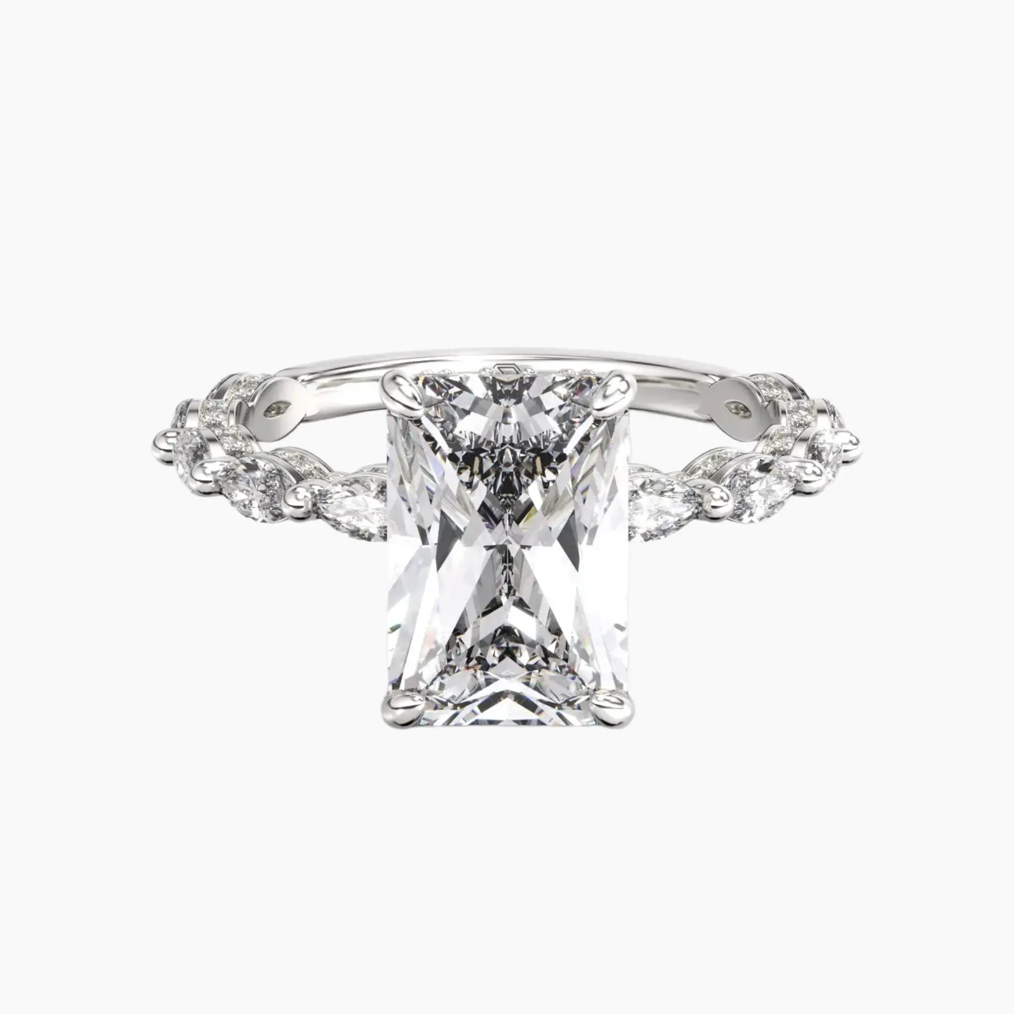 Twinkle Radiant Hidden Halo 3 Carat Lab Grown Diamond Engagement Ring in 14K Rose Gold