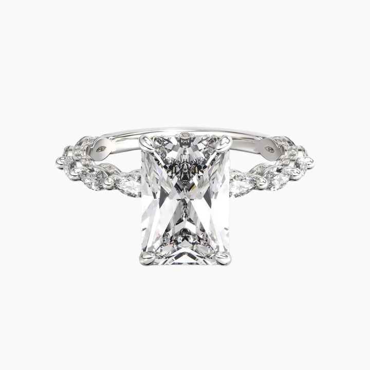 Twinkle Radiant Hidden Halo 2.5 Carat Lab Grown Diamond Engagement Ring in 18K White Gold