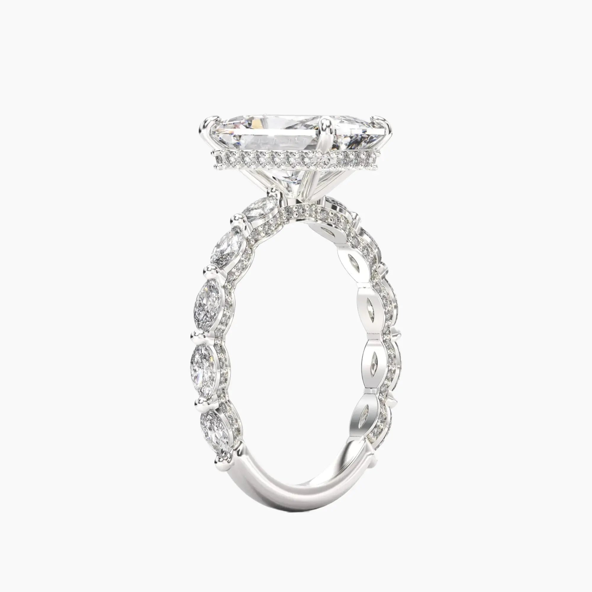 Twinkle Radiant Hidden Halo 1.5 Carat Lab Grown Diamond Engagement Ring in 14K White Gold