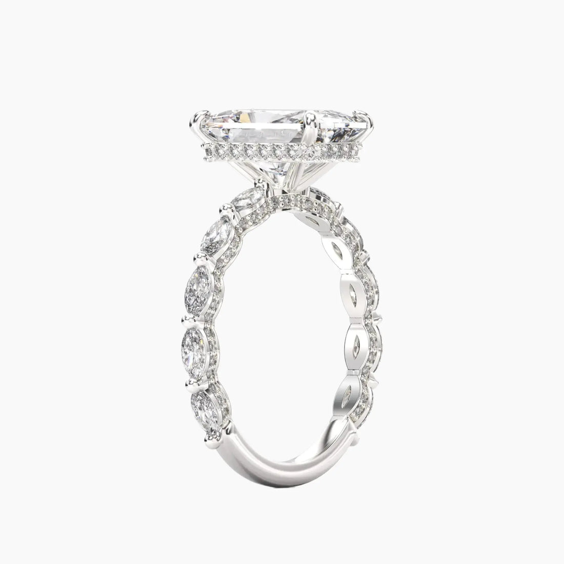 Twinkle Radiant Hidden Halo 3 Carat Lab Grown Diamond Engagement Ring in 14K Rose Gold