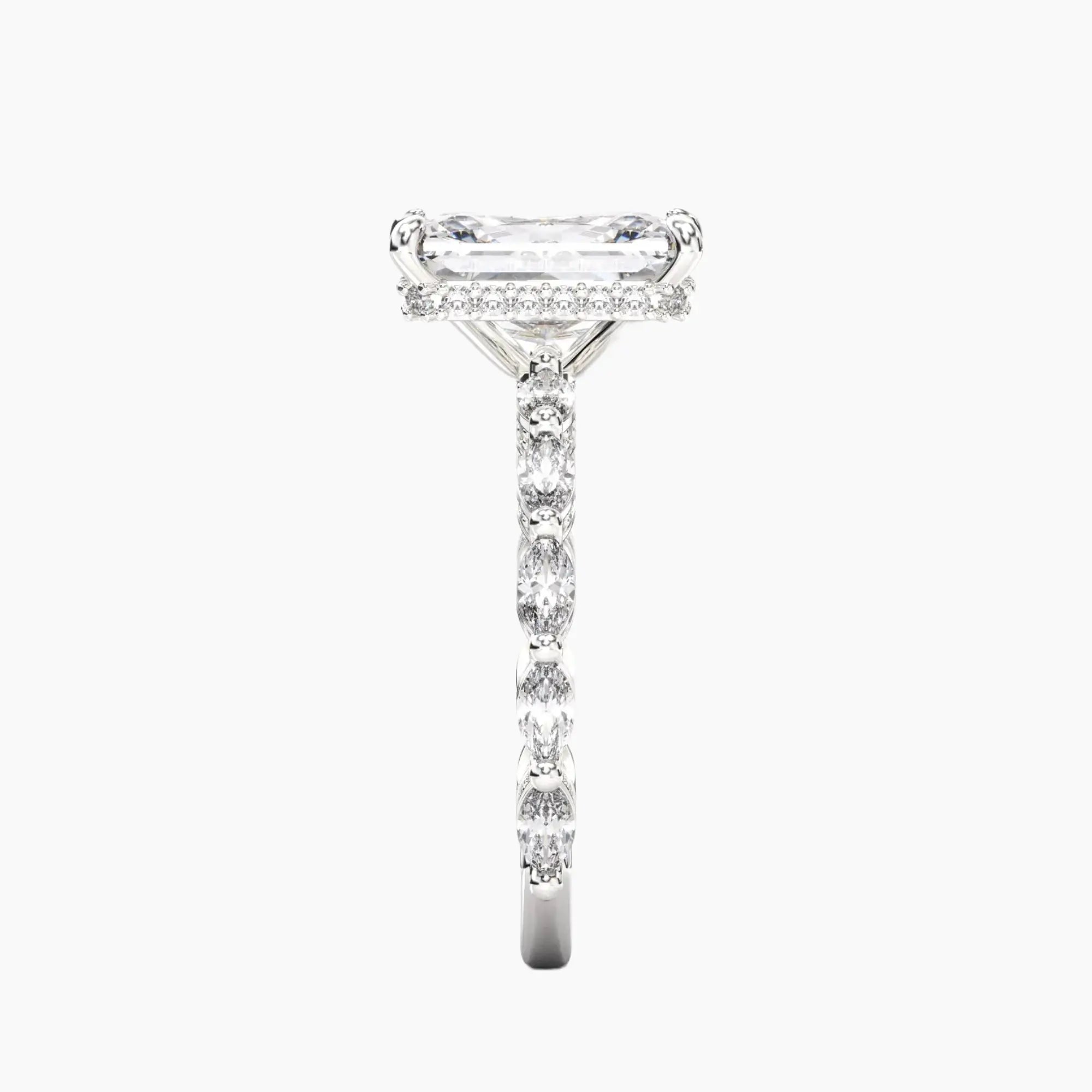 Twinkle Radiant Hidden Halo 2.5 Carat Lab Grown Diamond Engagement Ring in 18K White Gold