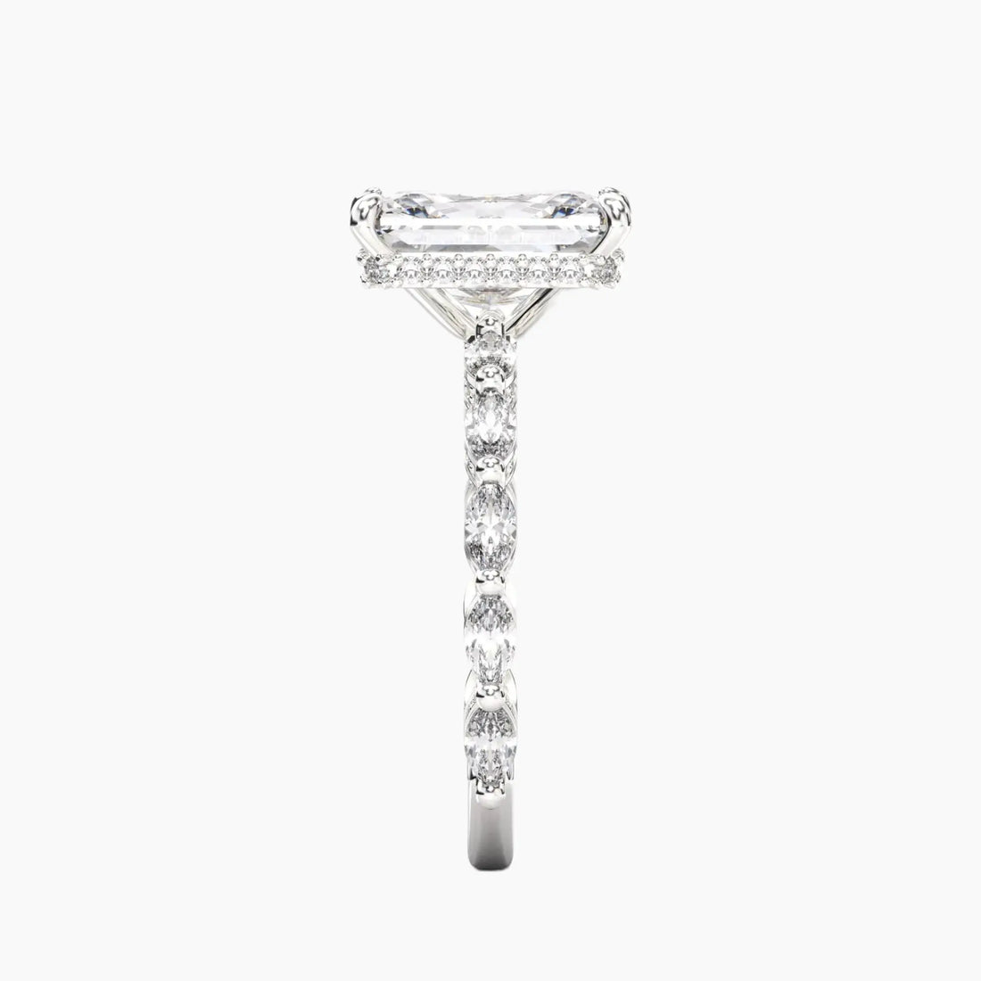 Twinkle Radiant Hidden Halo 3 Carat Lab Grown Diamond Engagement Ring in 14K White Gold