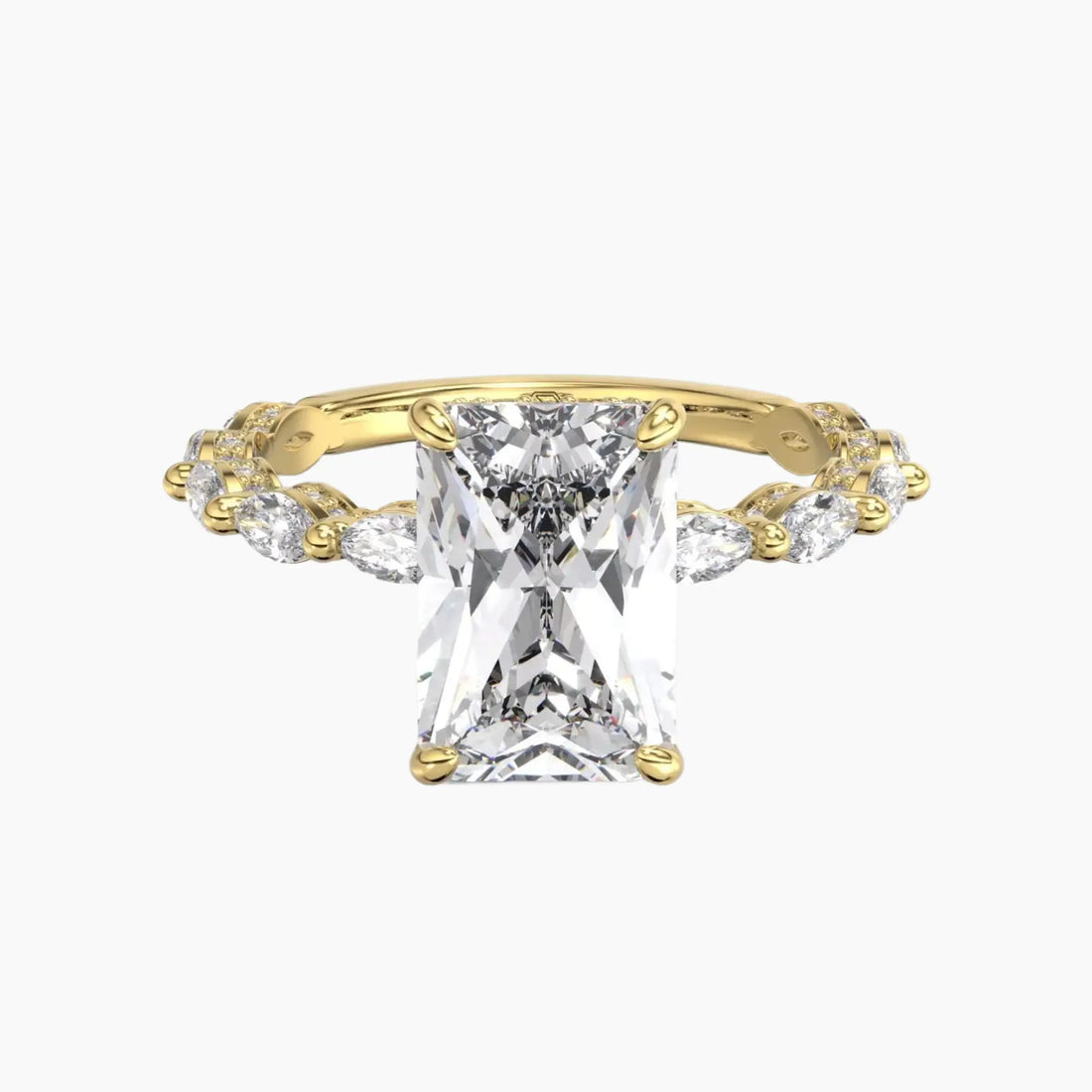 Twinkle Radiant Hidden Halo Diamond Ring Setting in 14K White Gold