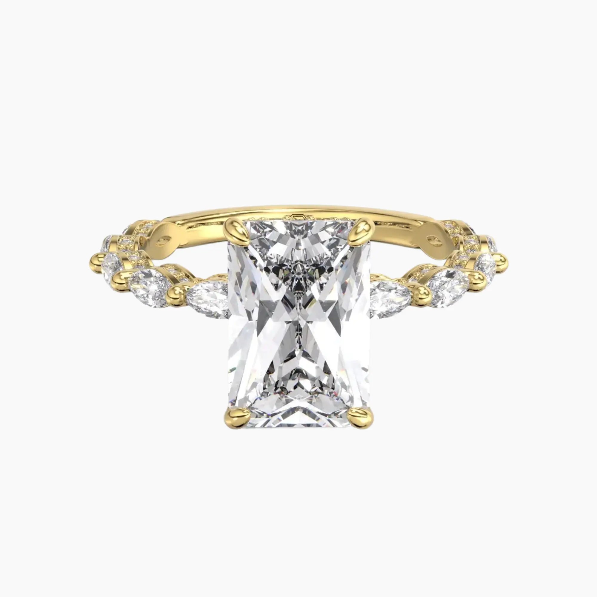 Twinkle Radiant Hidden Halo 3 Carat Lab Grown Diamond Engagement Ring in 14K Rose Gold