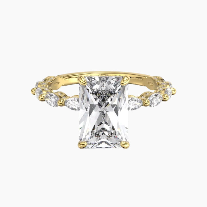 Twinkle Radiant Hidden Halo 1 Carat Lab Grown Diamond Engagement Ring in 18K Yellow Gold