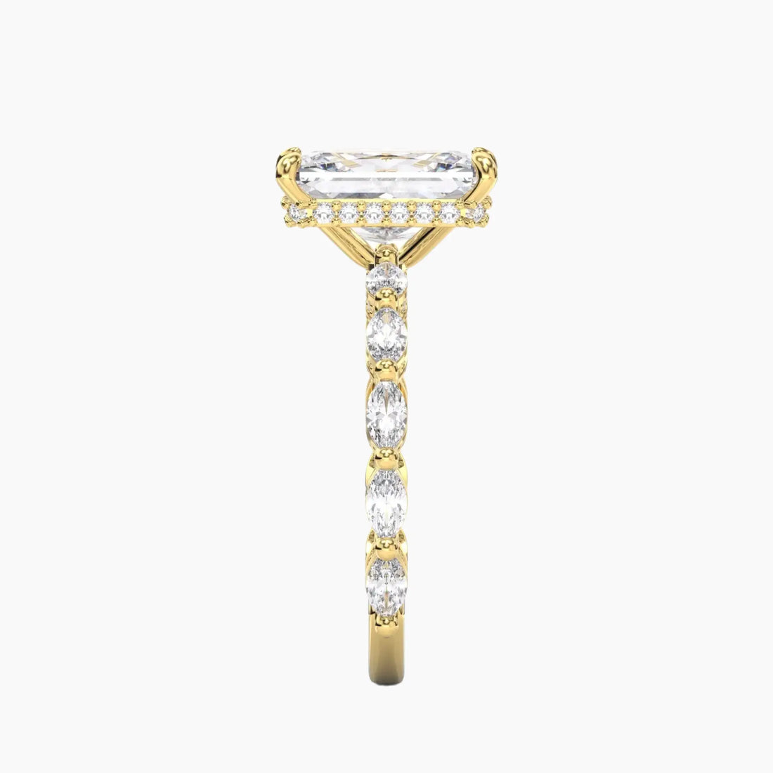 Twinkle Radiant Hidden Halo 3 Carat Lab Grown Diamond Engagement Ring in 14K Rose Gold