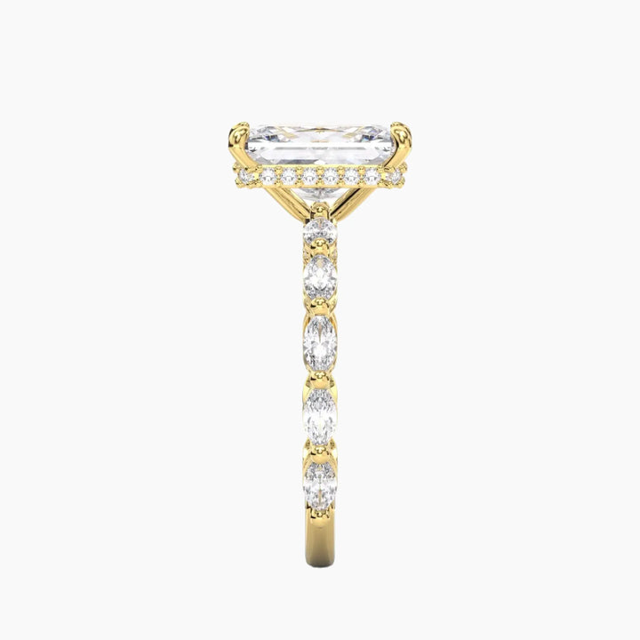 Twinkle Radiant Hidden Halo 3 Carat Lab Grown Diamond Engagement Ring in 14K Rose Gold