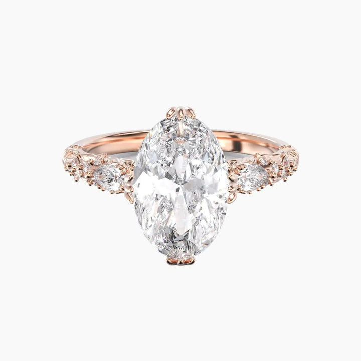 Velour Oval Unique 1.5 Carat Lab Grown Diamond Engagement Ring in 14K Rose Gold