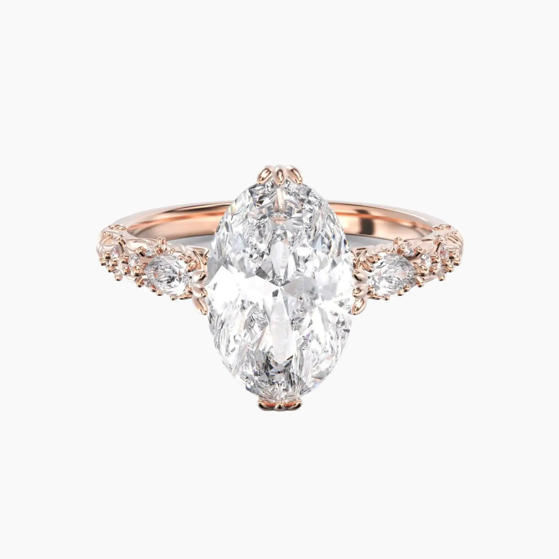 Velour Oval Unique 2.5 Carat Lab Grown Diamond Engagement Ring in 18K White Gold