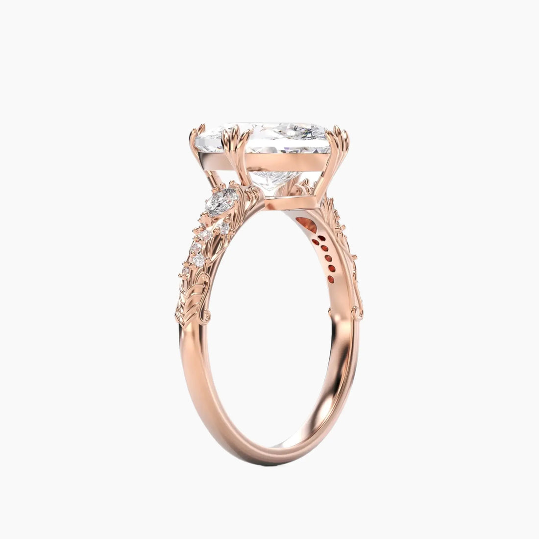 Velour Oval Unique Diamond Ring Setting in 18K Rose Gold