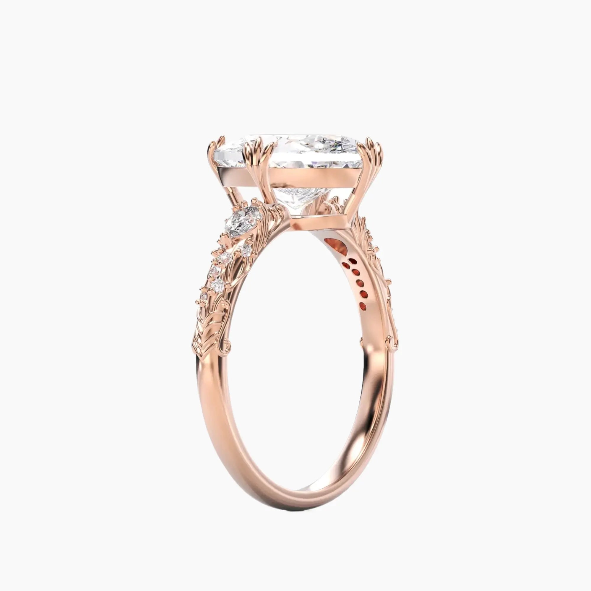 Velour Oval Unique 1 Carat Lab Grown Diamond Engagement Ring in 14K White Gold
