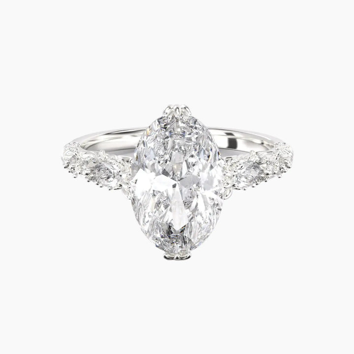 Velour Oval Unique Diamond Ring Setting in 14K White Gold