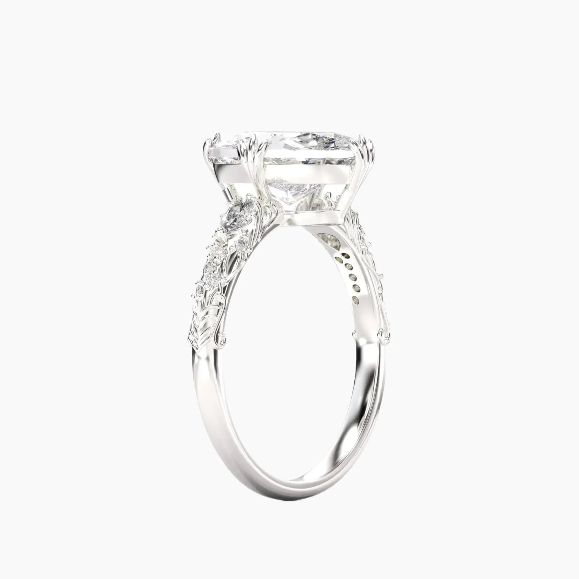 Velour Oval Unique Diamond Ring Setting in 18K White Gold
